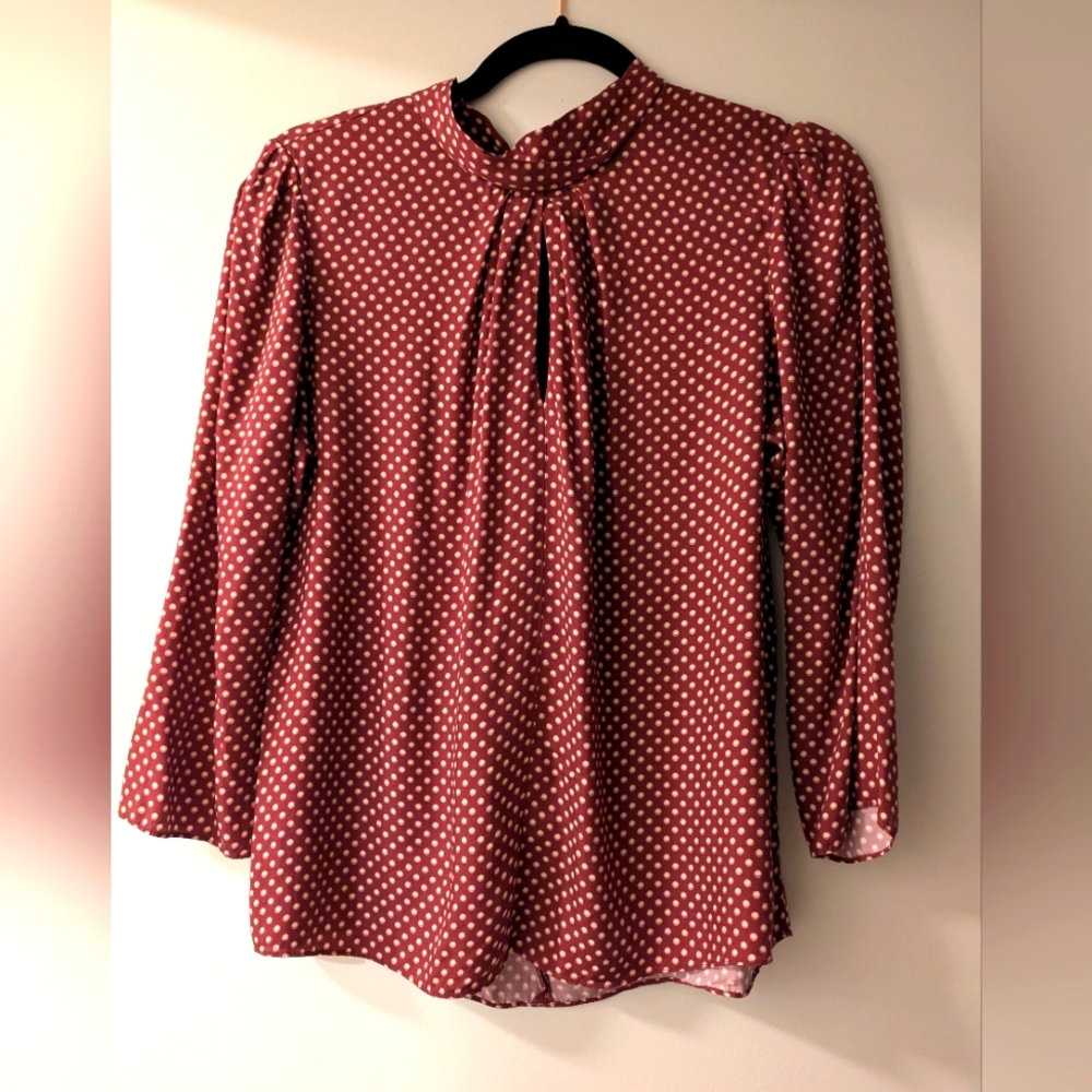 Rebecca Taylor Tailored Polka Dot Silk Blouse
